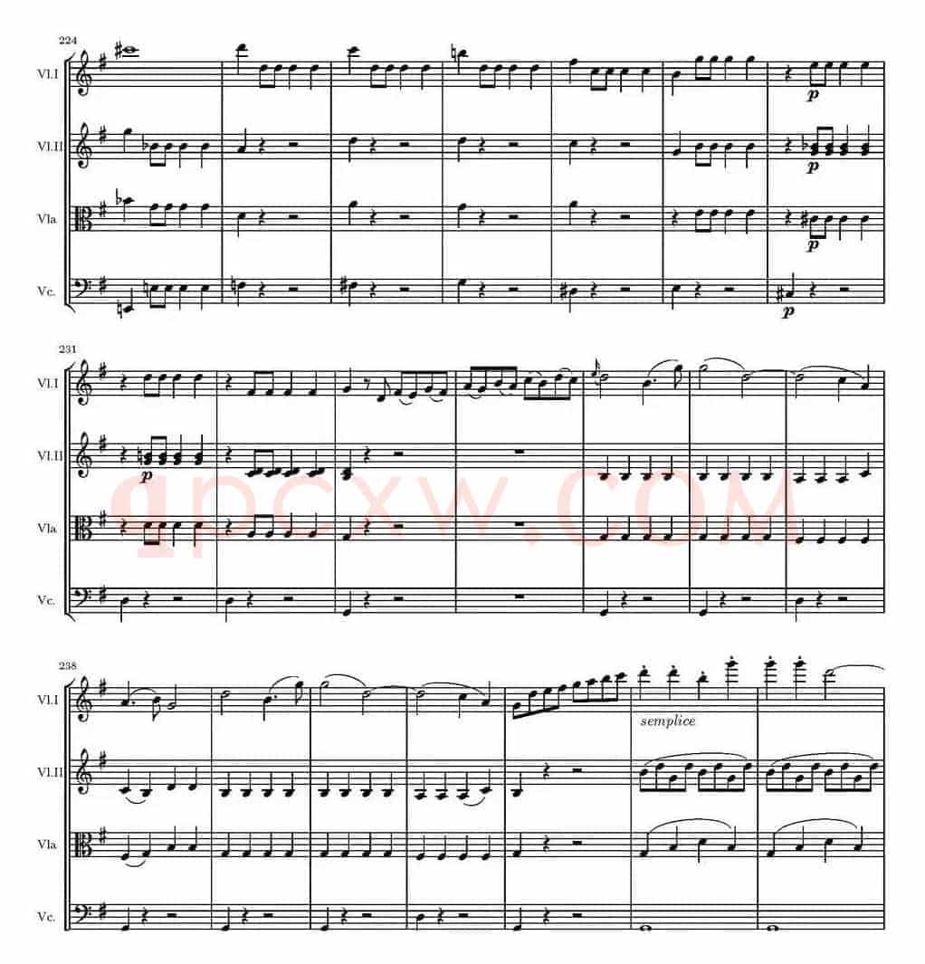 String Quartet KV.387（G大调弦乐四重奏）