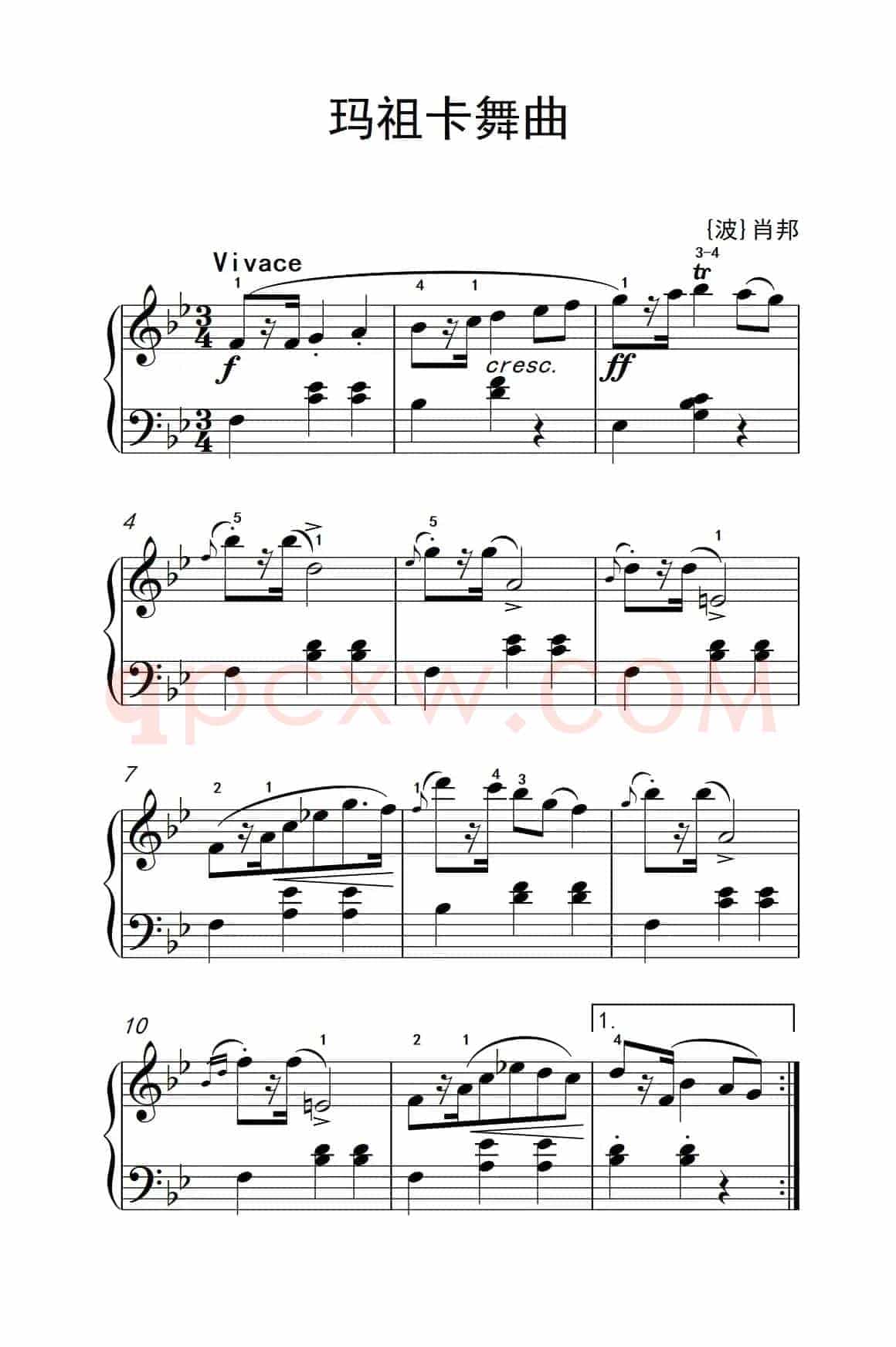 玛祖卡舞曲（老年大学 钢琴教程 3）