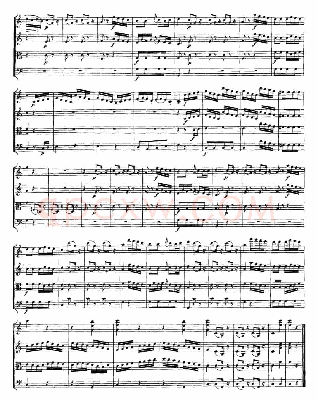 Mozart《Quartet No.10 in C Major,K.170》（总谱）