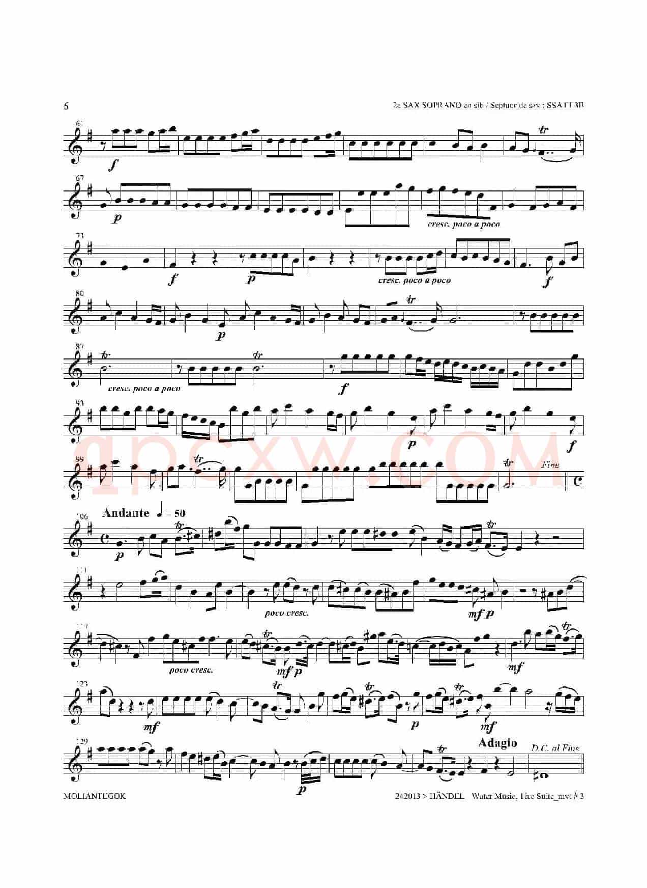 Water Music（HWV.348 No.1）（第二高音萨克斯）