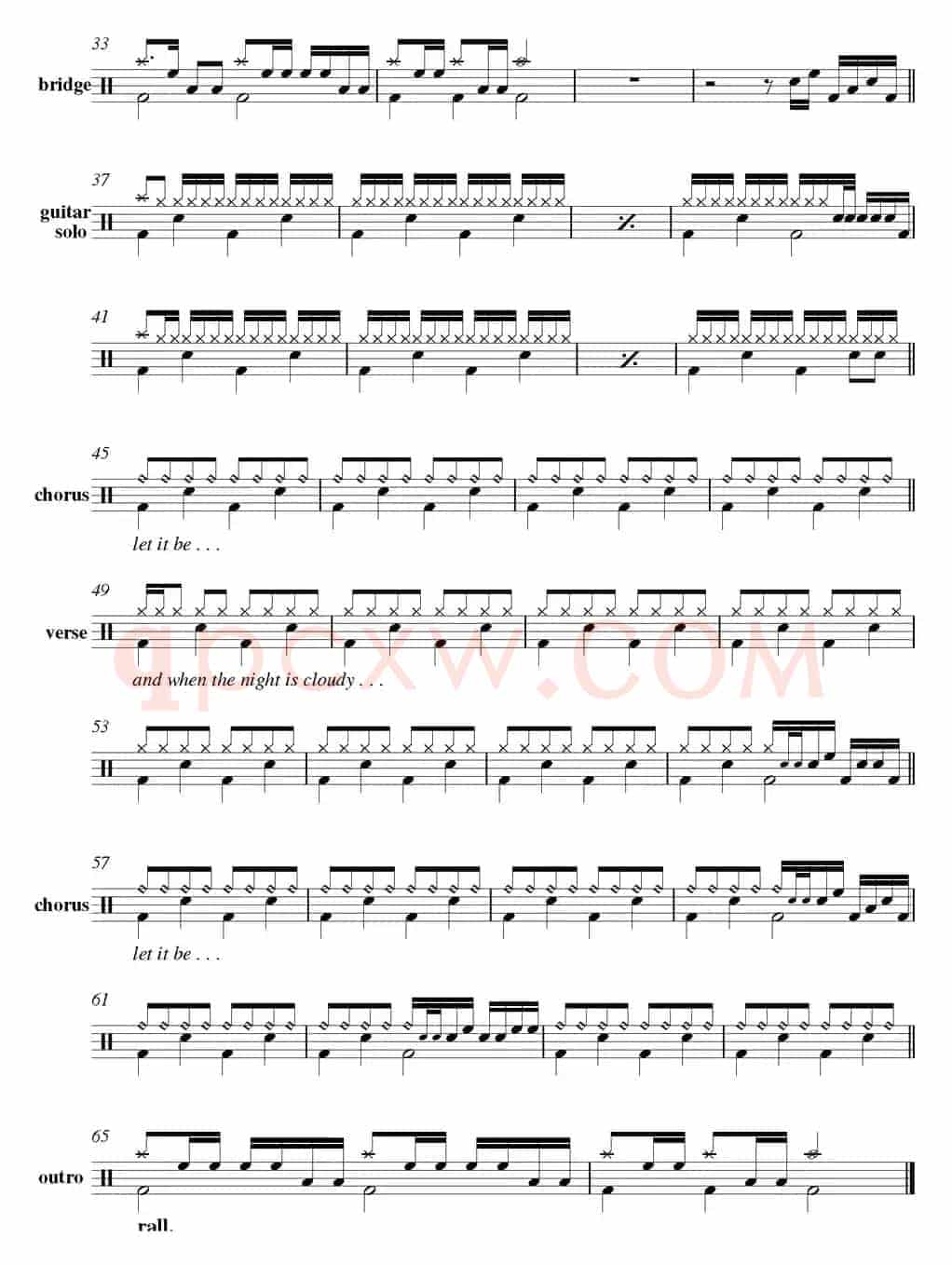 爵士鼓谱：Beatles - Let it be