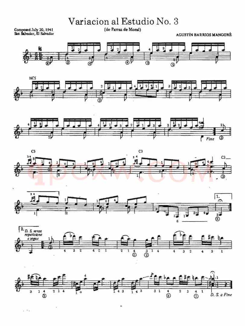 Variacion al Estudio No.3(古典吉他)