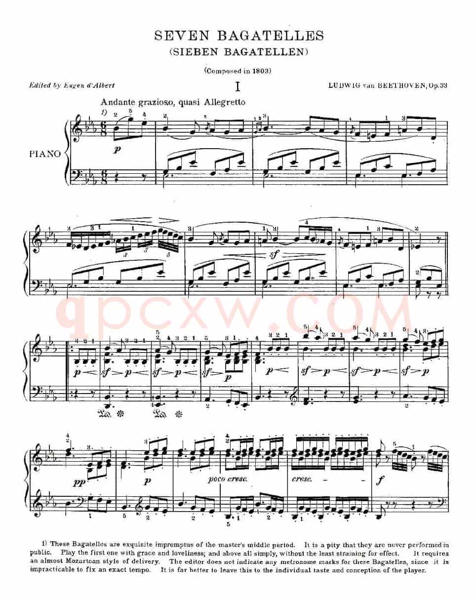 贝多芬钢琴小品（Bagatelles）（Op.33 之1）