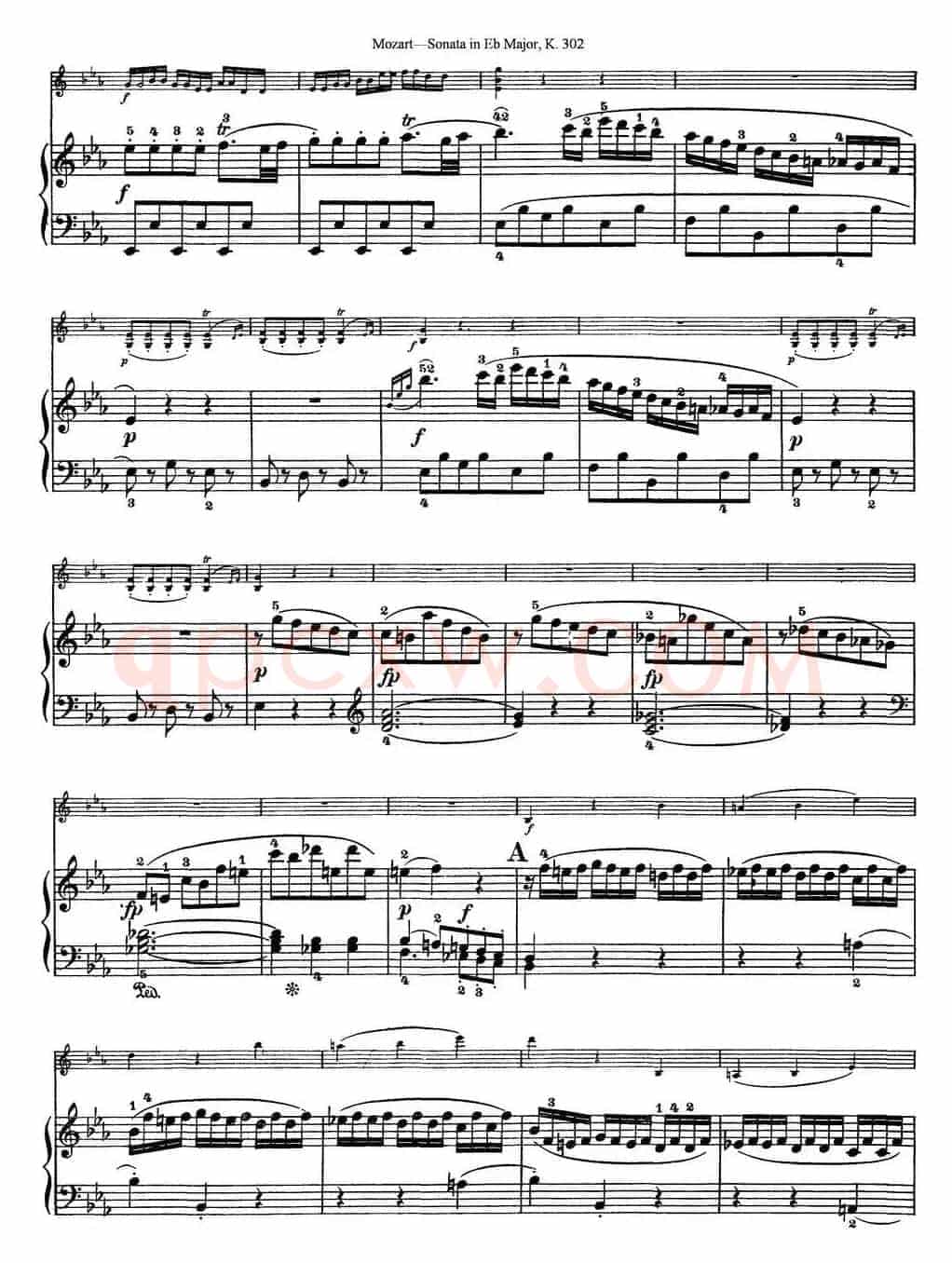 Violin Sonata in Eb Major K.302（小提琴+钢琴伴奏）