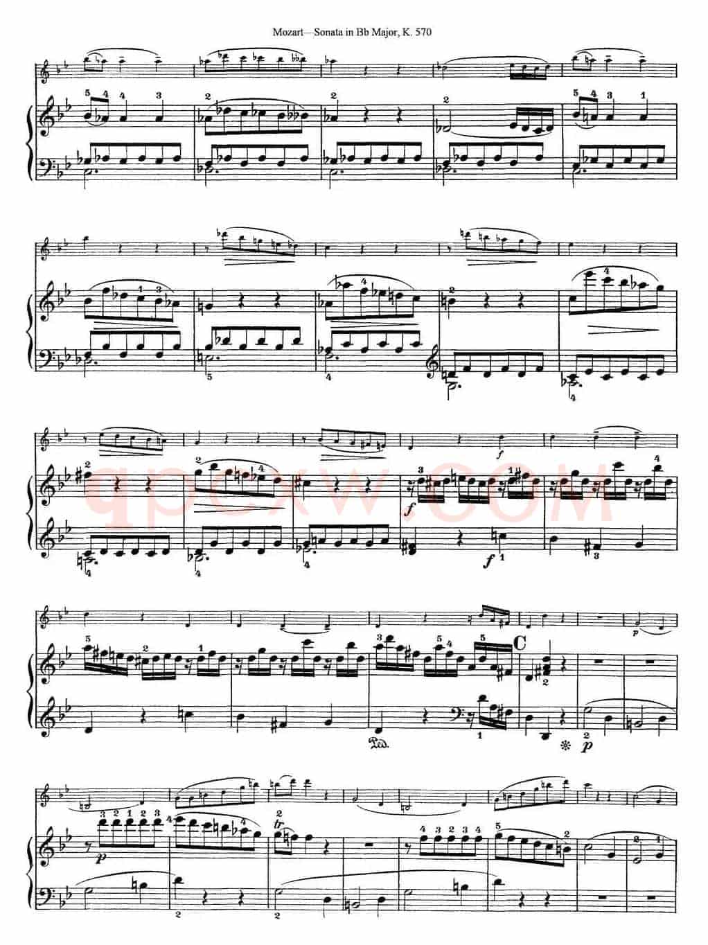 Violin Sonata in Bb Major K.570（小提琴+钢琴伴奏）