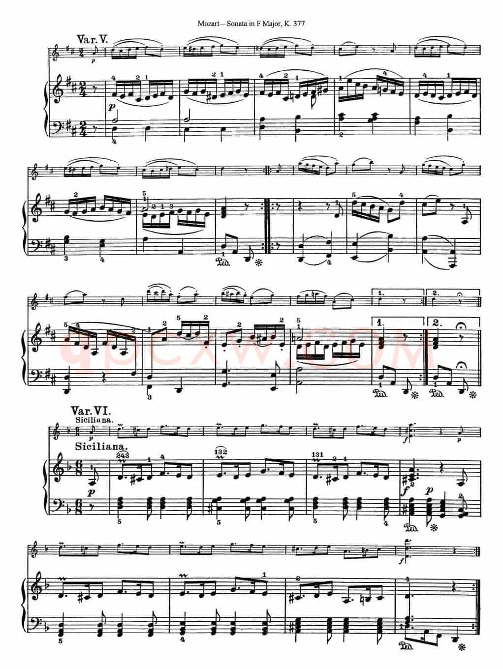 Violin Sonata in F Major K.377（小提琴+钢琴伴奏）