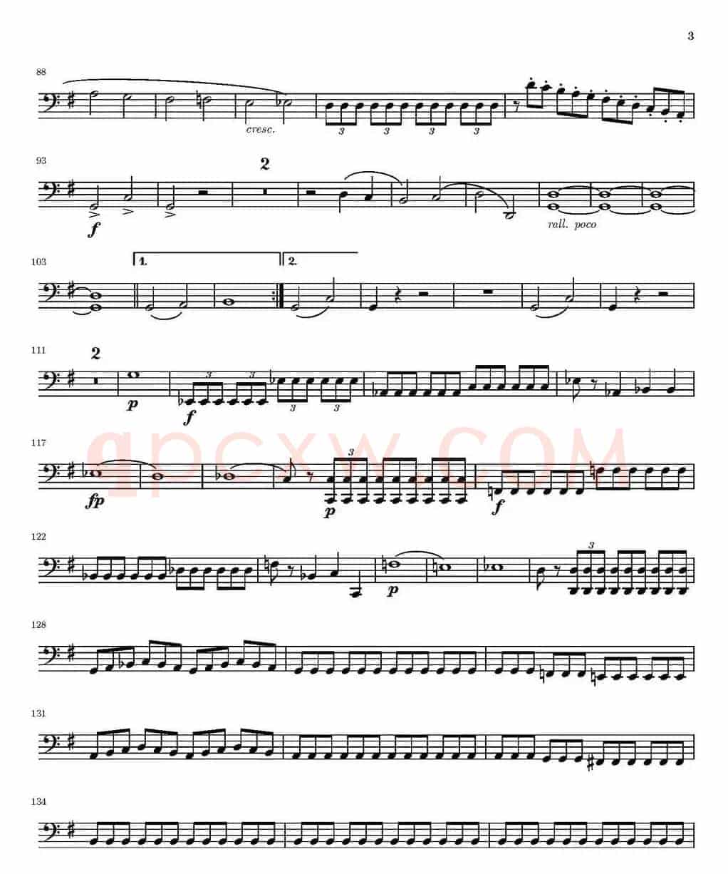 String Quartet nr.18 in E minor（E小调弦乐四重奏）（大提琴分谱）