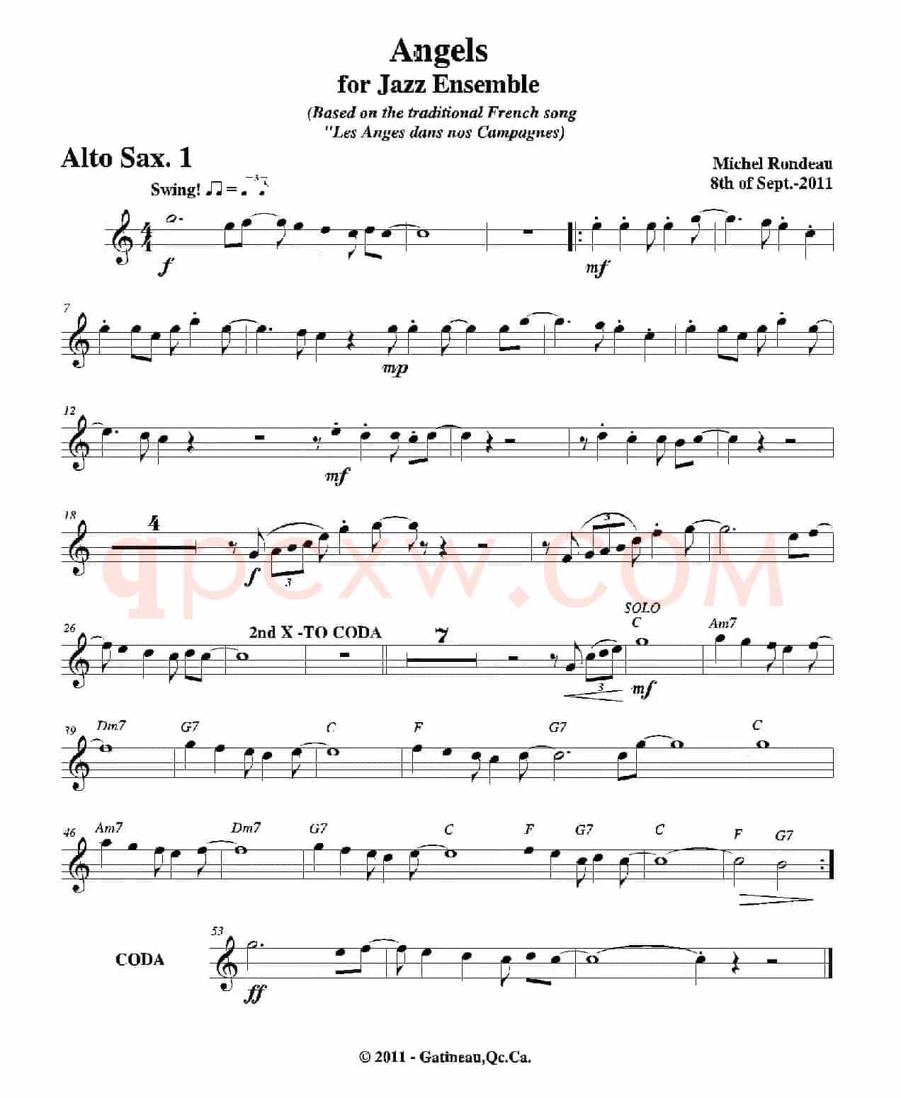 Angels for Jazz Ensemble（第一中音萨克斯分谱）