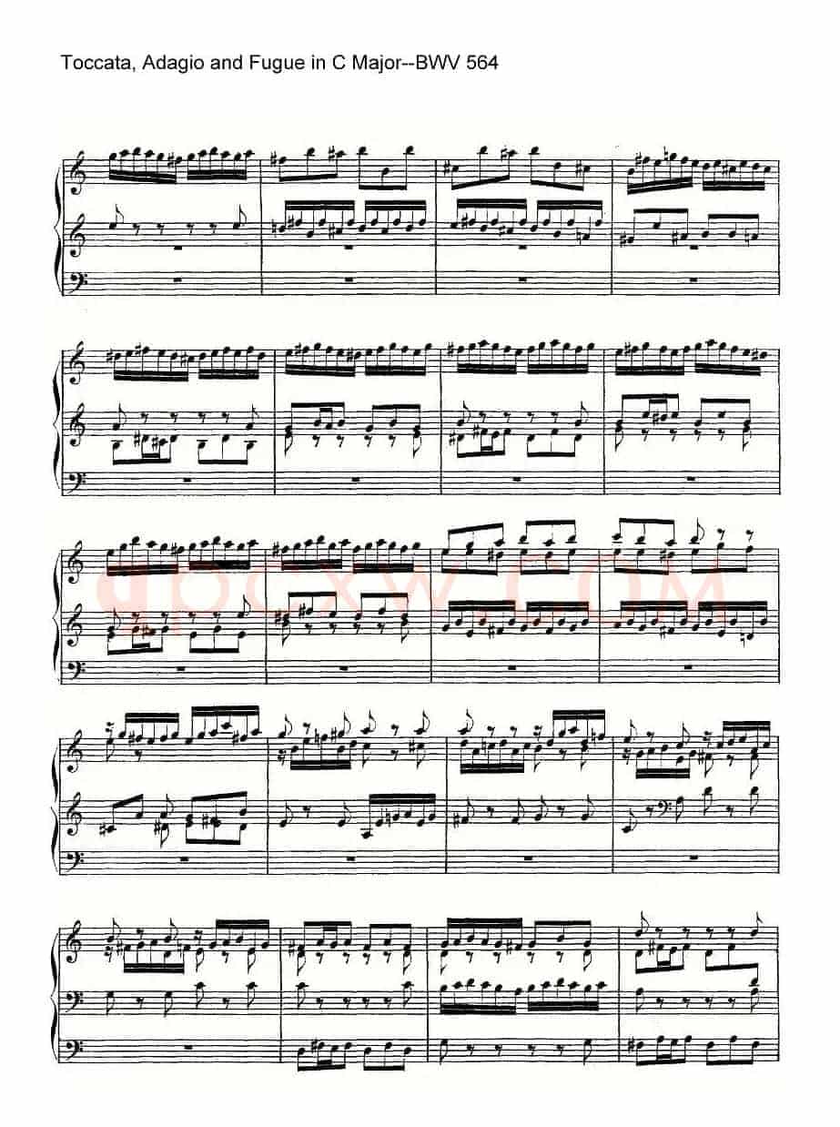 Toccata, Adagio and Fugue in C Major--BWV 564（管风琴谱）