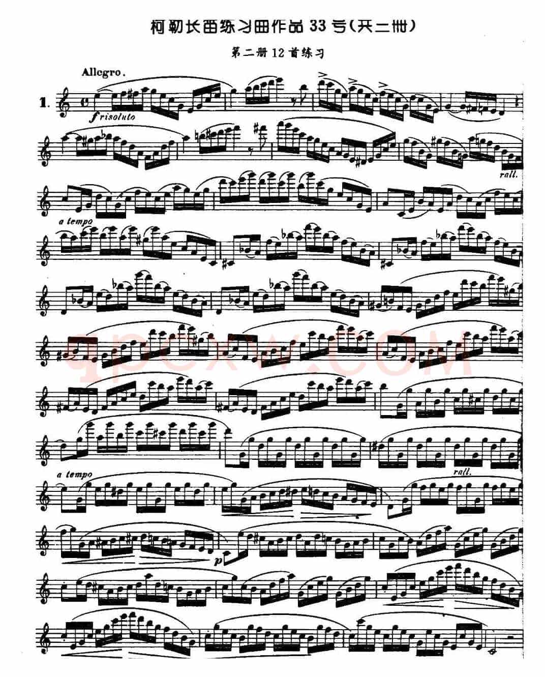 柯勒长笛练习曲作品33号(第二册)(1)