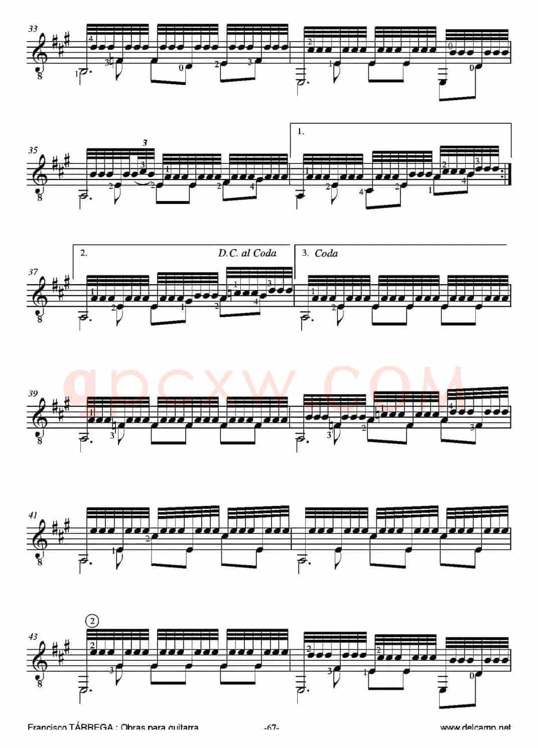 RECUERDOS DE LA ALHAMBRA(Hommage a I'eminent artiste Alfed Cottin)(古典吉他)