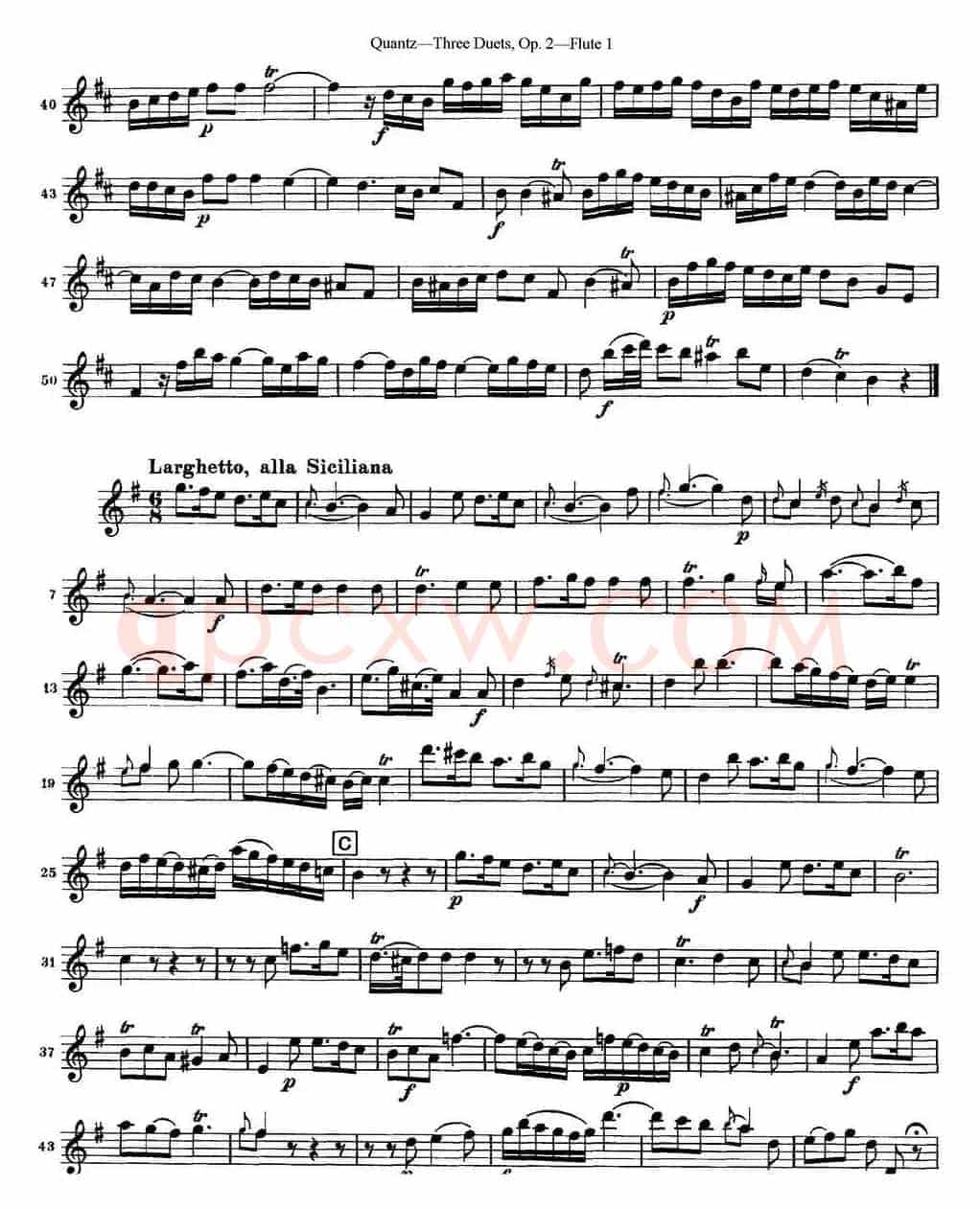 匡茨G大调长笛二重奏Op.2——Flute 1（No.3）