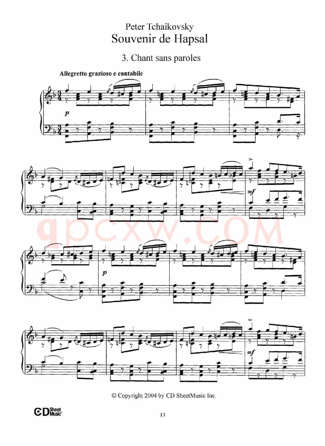 Souvenir de Hapsal Op.2（哈普萨的回忆·3）