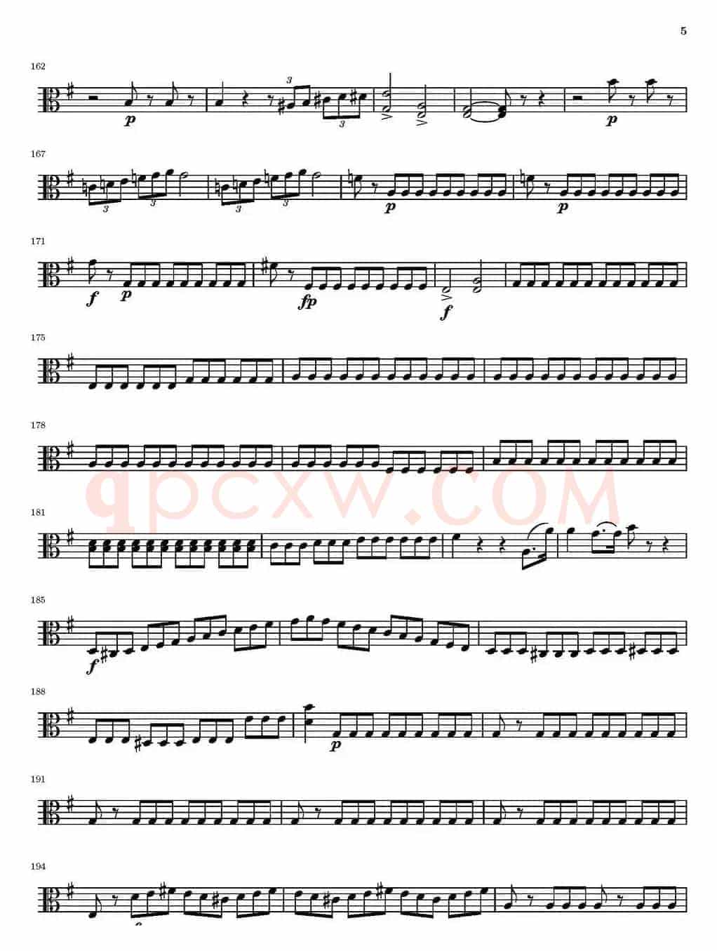 String Quartet nr.18 in E minor（E小调弦乐四重奏）（中提琴分谱）