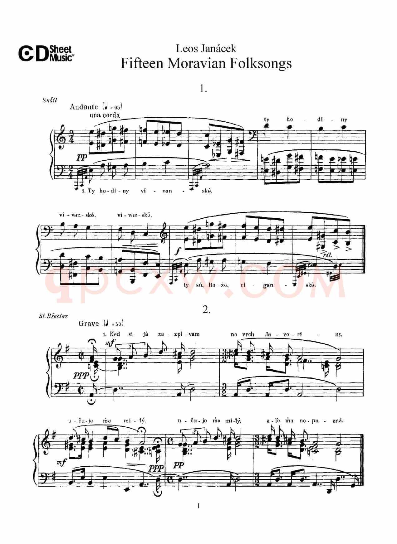 Moravian Folksong（15首摩拉维亚民歌集）