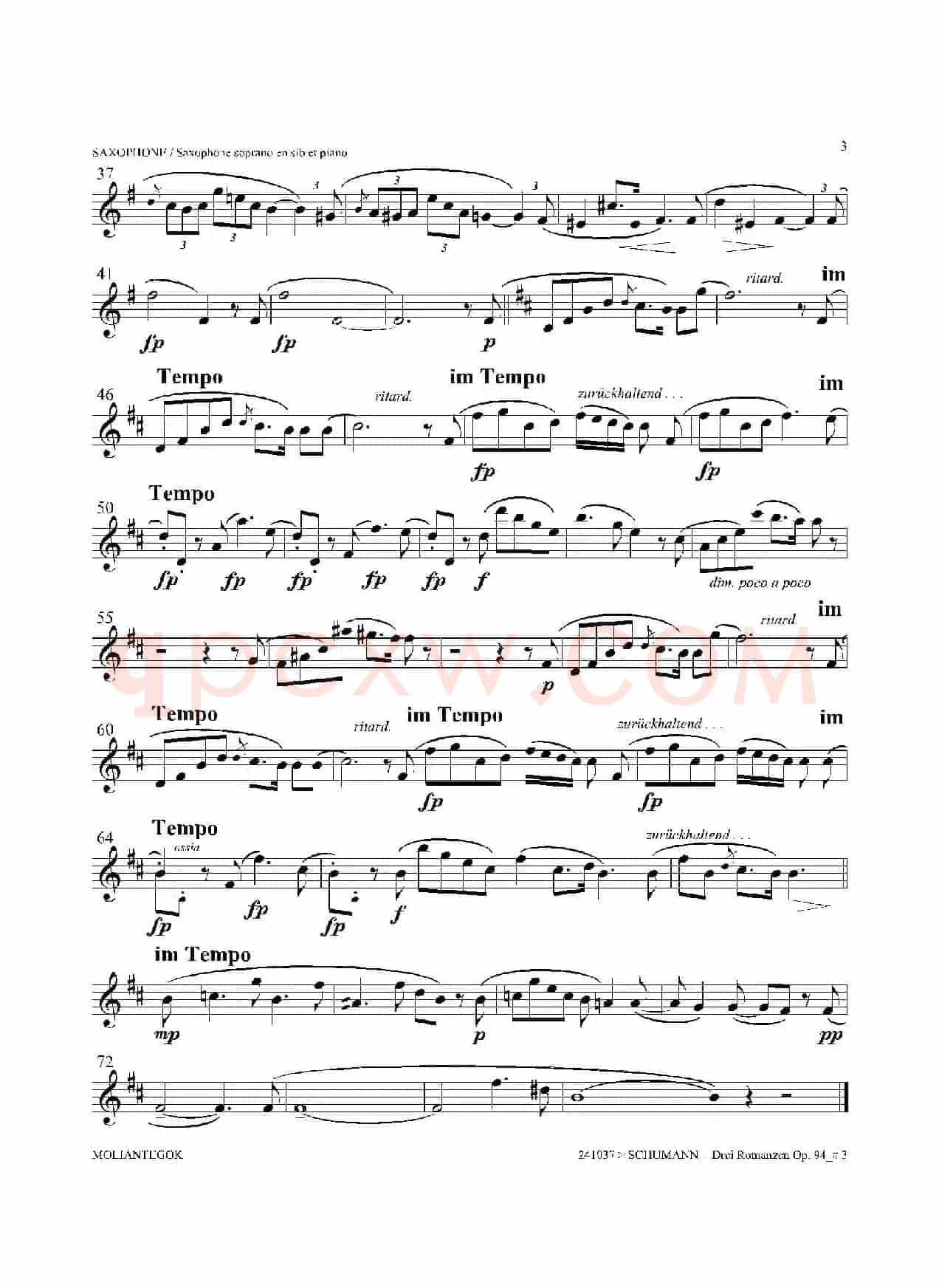三首浪漫曲 Op.94（高音萨克斯）