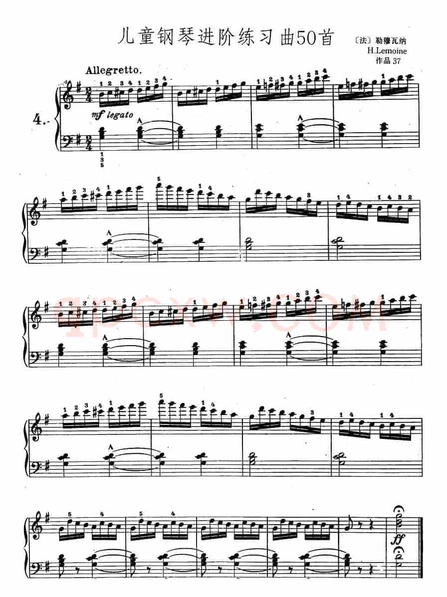 儿童钢琴进阶练习曲50首之4