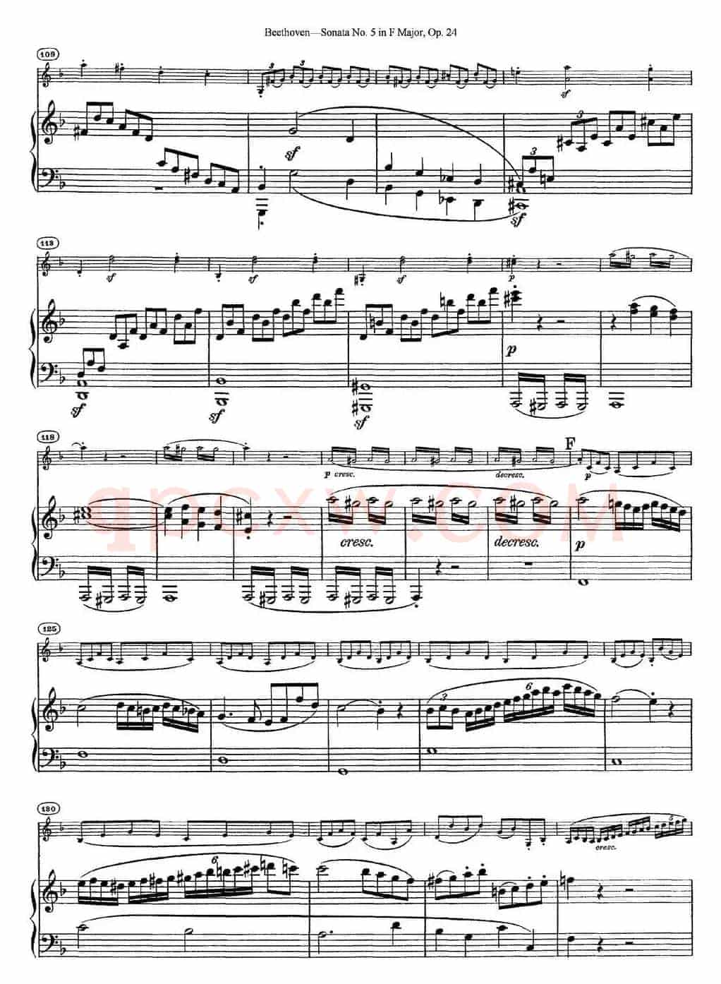 Violin Sonata No.5 in F Major Op.24（小提琴+钢琴伴奏）