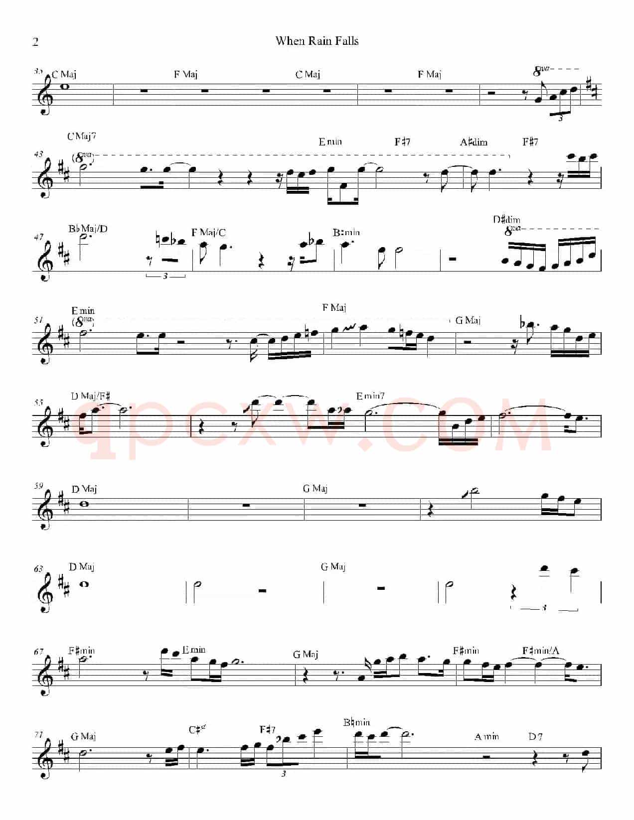 When Rain Falls（中音萨克斯）
