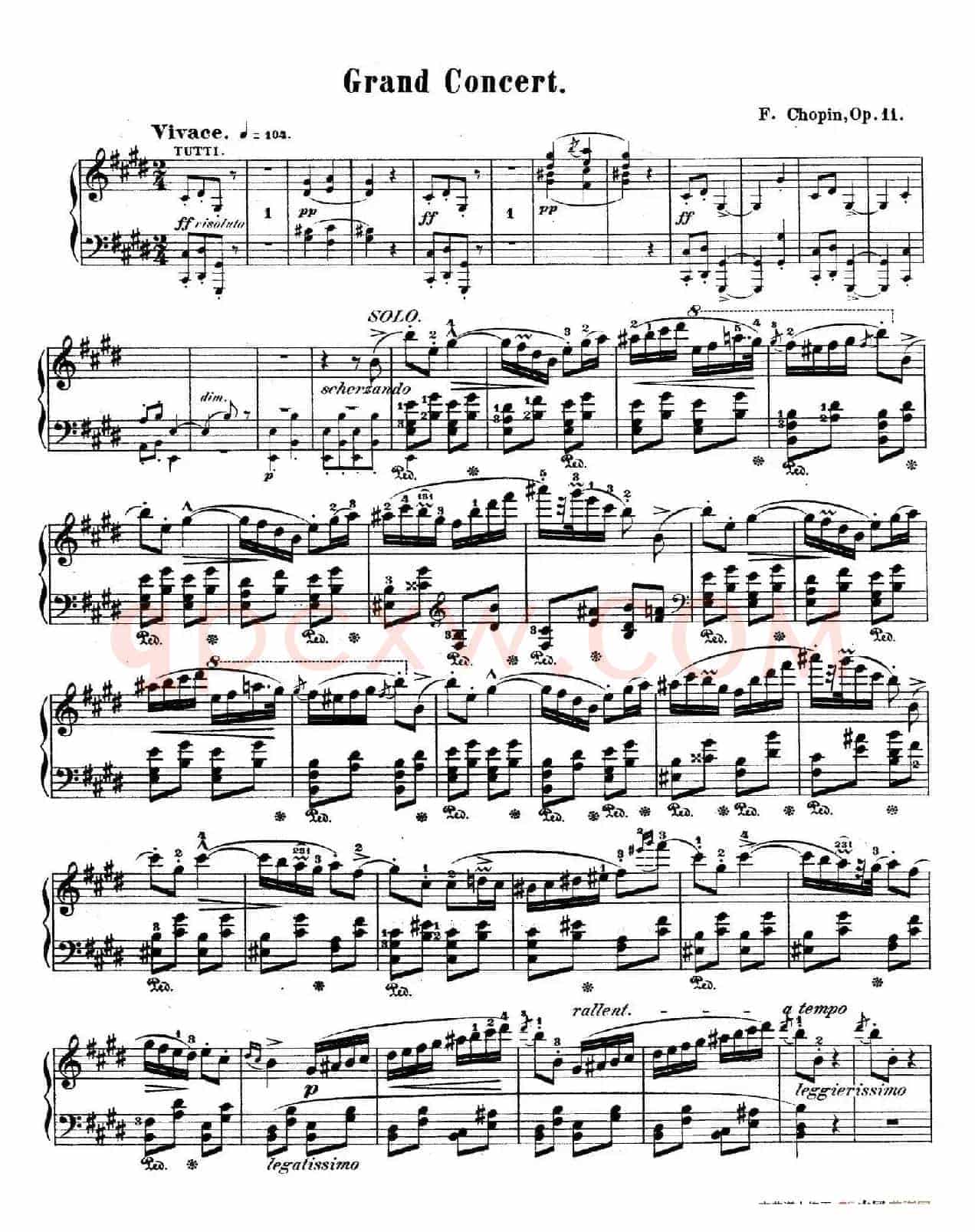 e小调第一钢琴协奏曲 Op.11((钢琴独奏版·第三乐章)