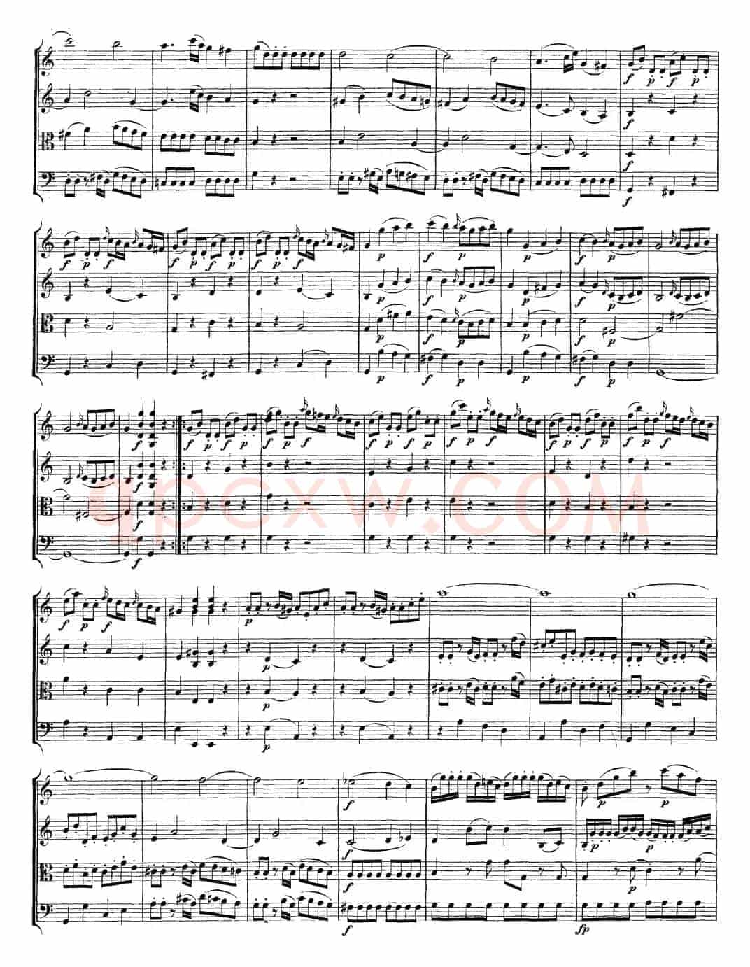 Mozart《Quartet No.4 in C Major,K.157》（总谱）