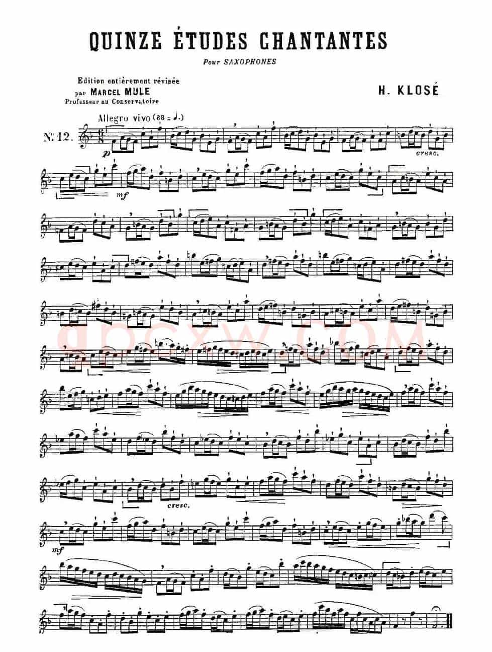 Klose Etudes Chantantes Pour Saxophone（练习曲之十二）