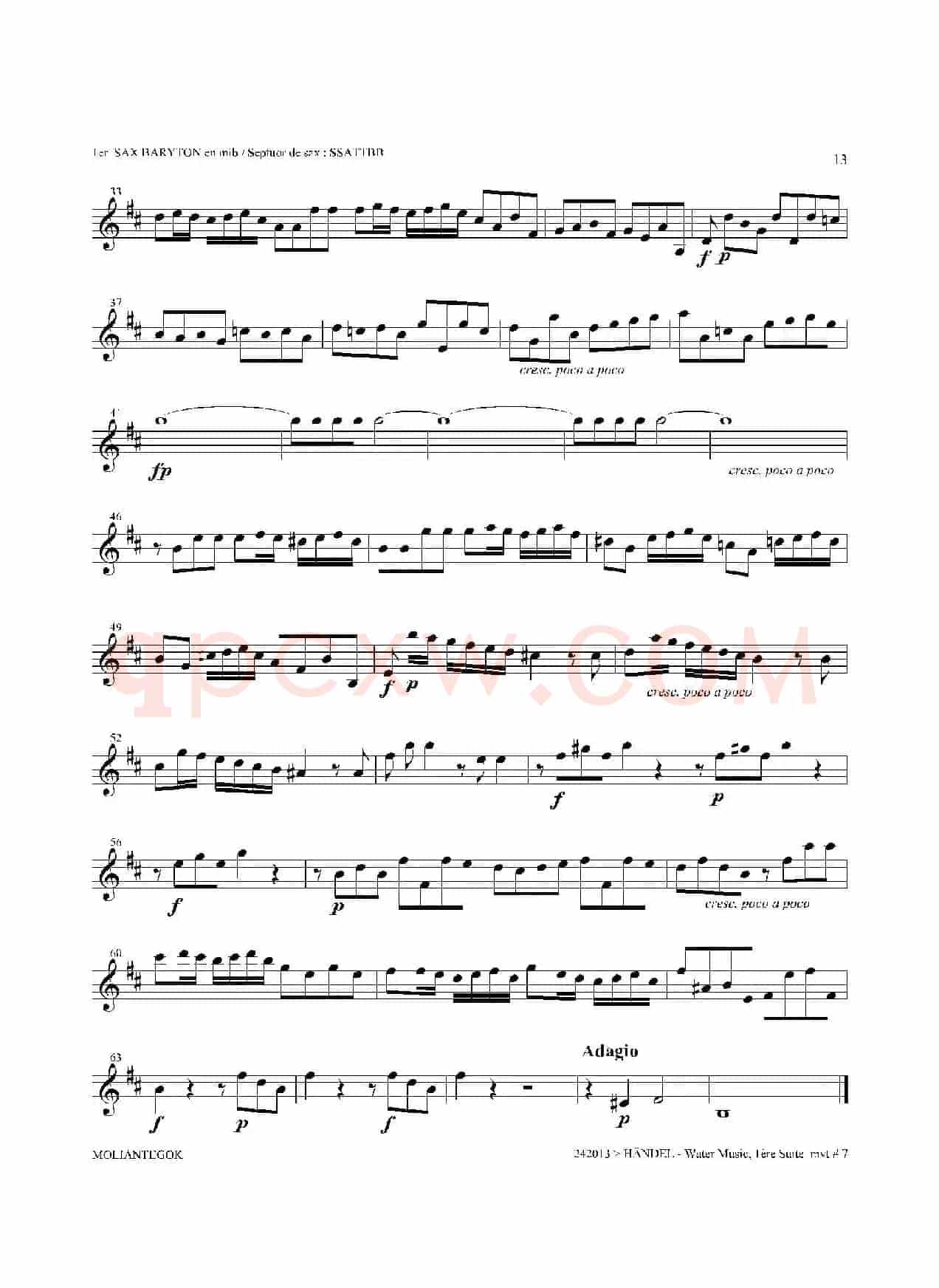Water Music（HWV.348 No.1）（萨克斯合奏总谱）