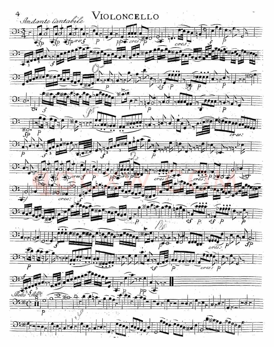 Mozart《Quartet No.14 in G Major,K.387》（Cello分谱）