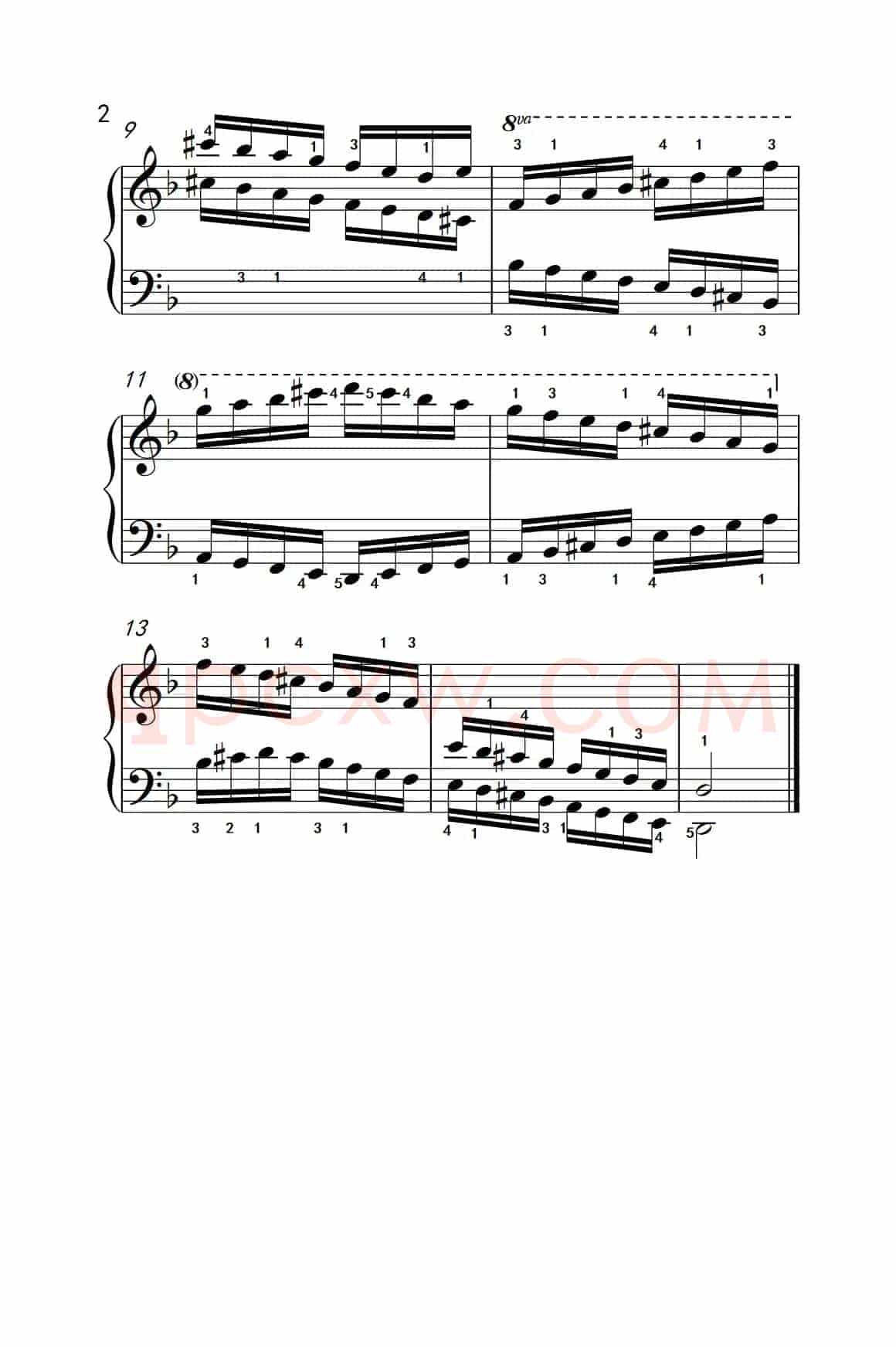 D小调音阶（反向四个八度）（儿童钢琴练习曲）