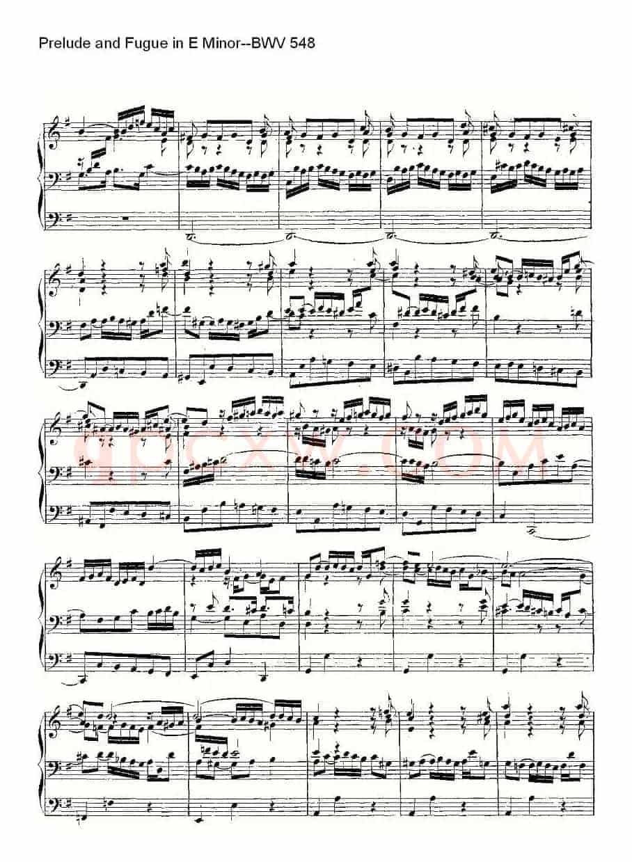 Prelude and Fugue in E Minor--BWV 548 (管风琴谱)