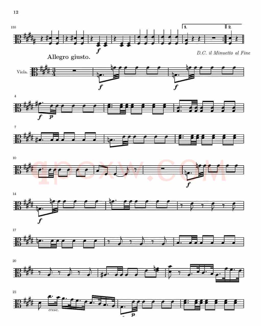 String Quartet nr.18 in E minor（E小调弦乐四重奏）（中提琴分谱）