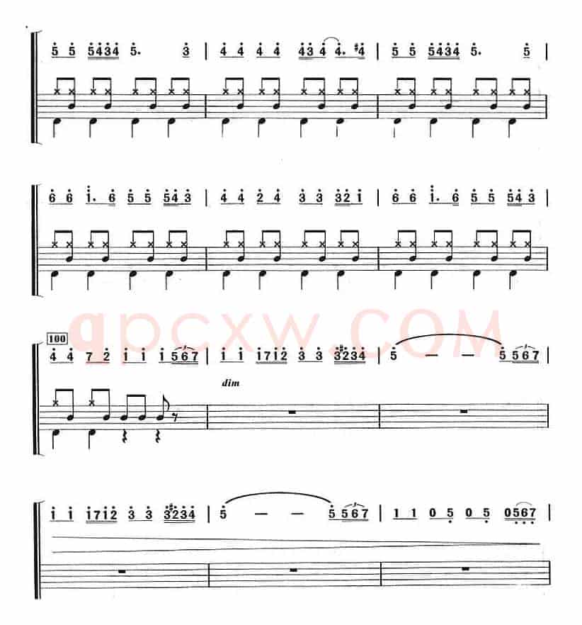 巡逻兵进行曲（架子鼓、主旋律+鼓谱）