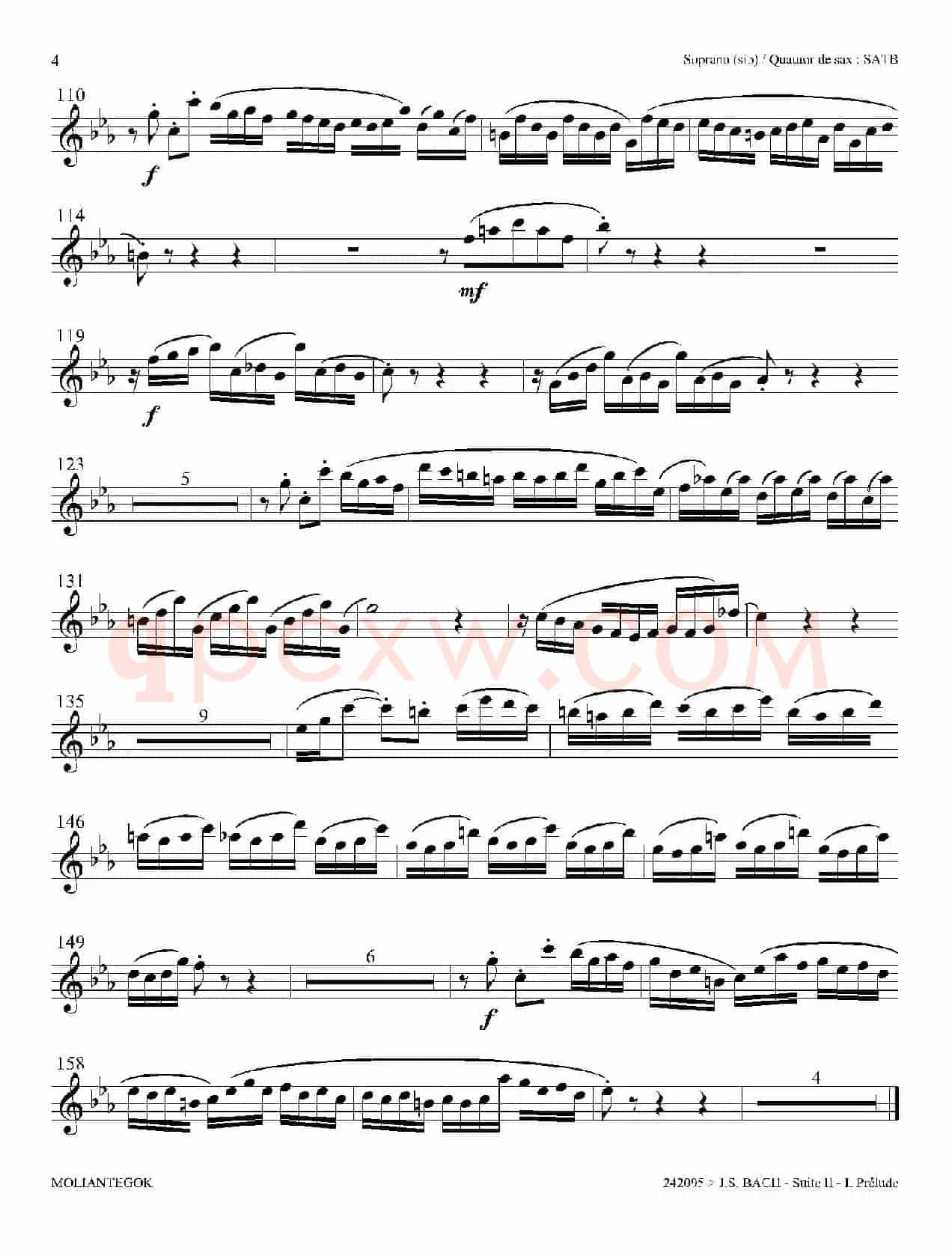 Suite anglaise No 2,BWV 807（法国组曲之二·前奏曲）（高音萨克斯分谱）