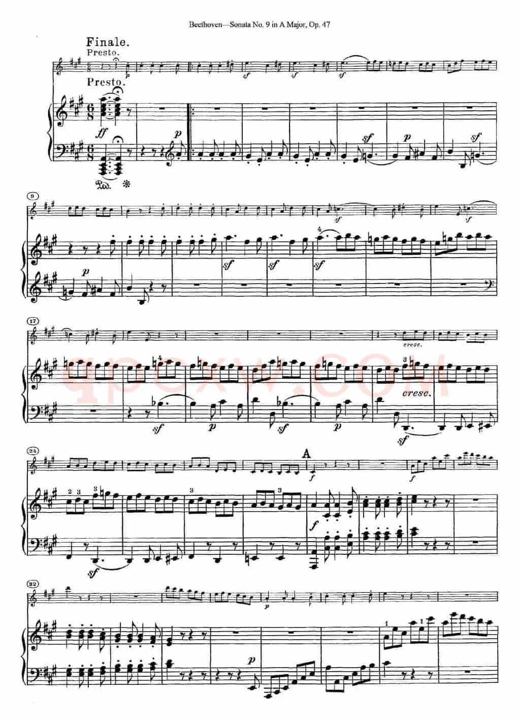 Violin Sonata No.9 in A Major Op.47（小提琴+钢琴伴奏）