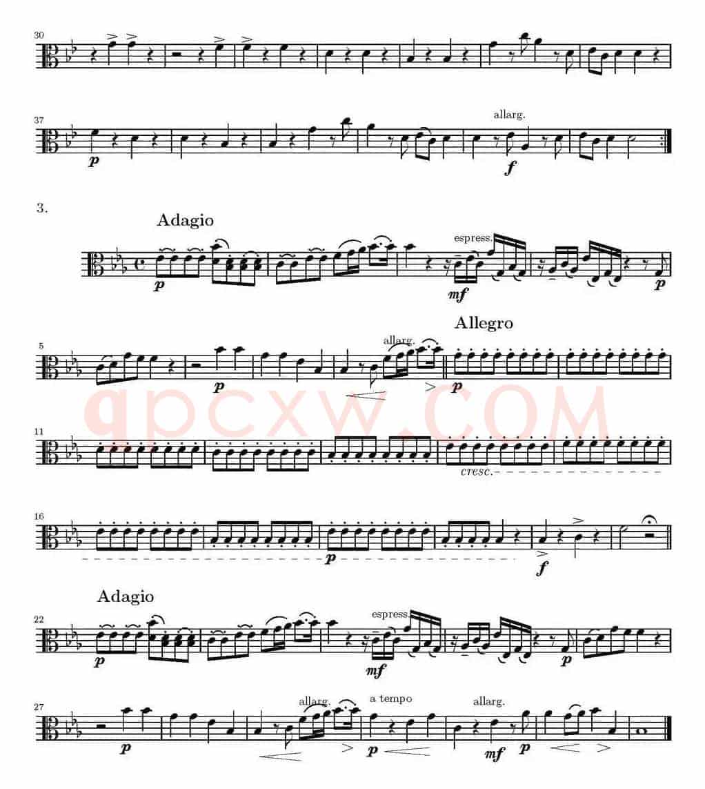 Op.6 VIII. Concerto Grosso（大协奏曲）（四重奏中提琴分谱）