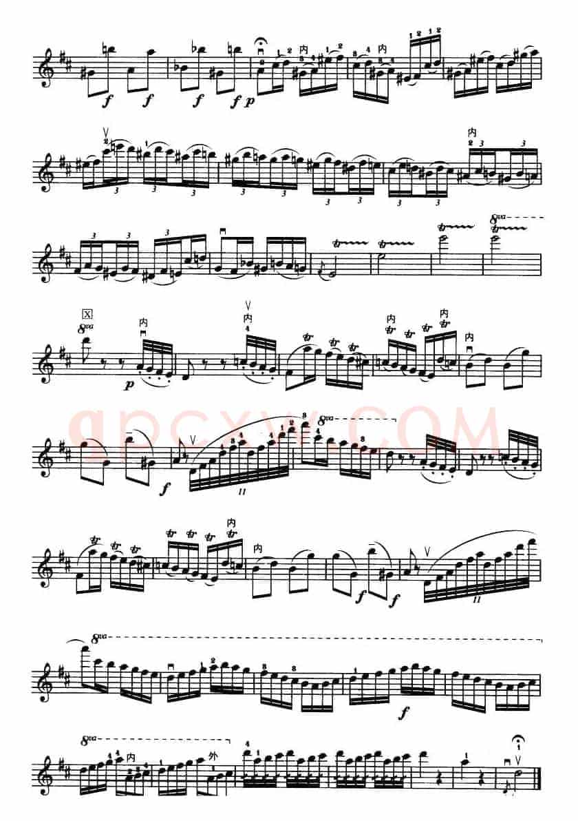 D大调小提琴协奏曲（二胡移植五线谱）