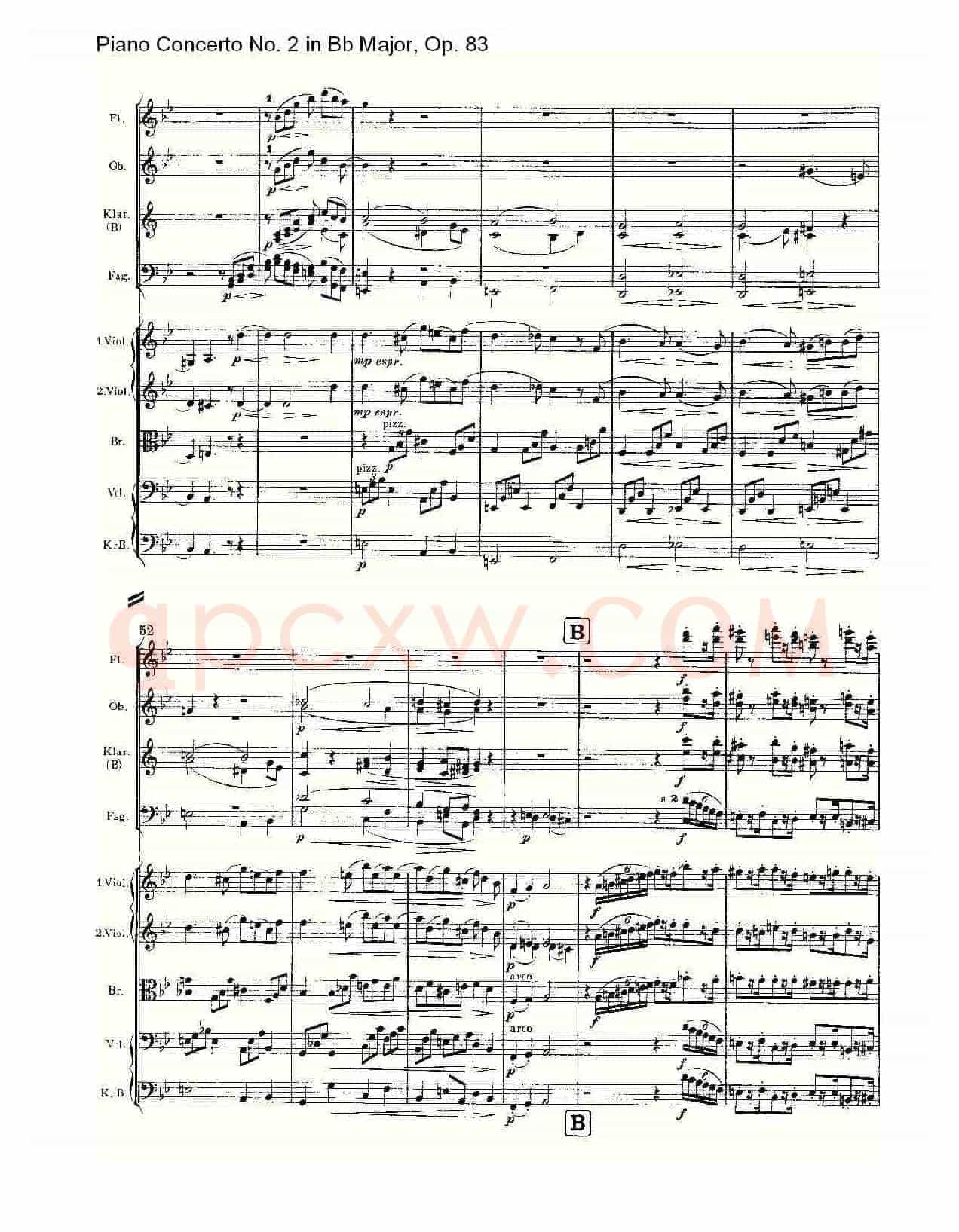Bb大调钢琴第二协奏曲, Op.83第一乐章(一)