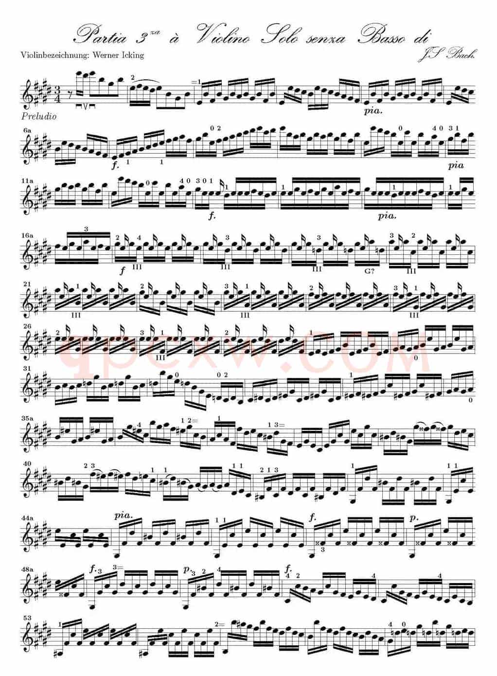 Bach Sonata BWV1006（无伴奏小提琴组曲）