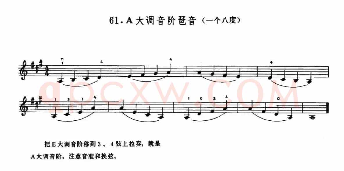 学琴之路练习曲61、A大调音阶琶音（一个八度）