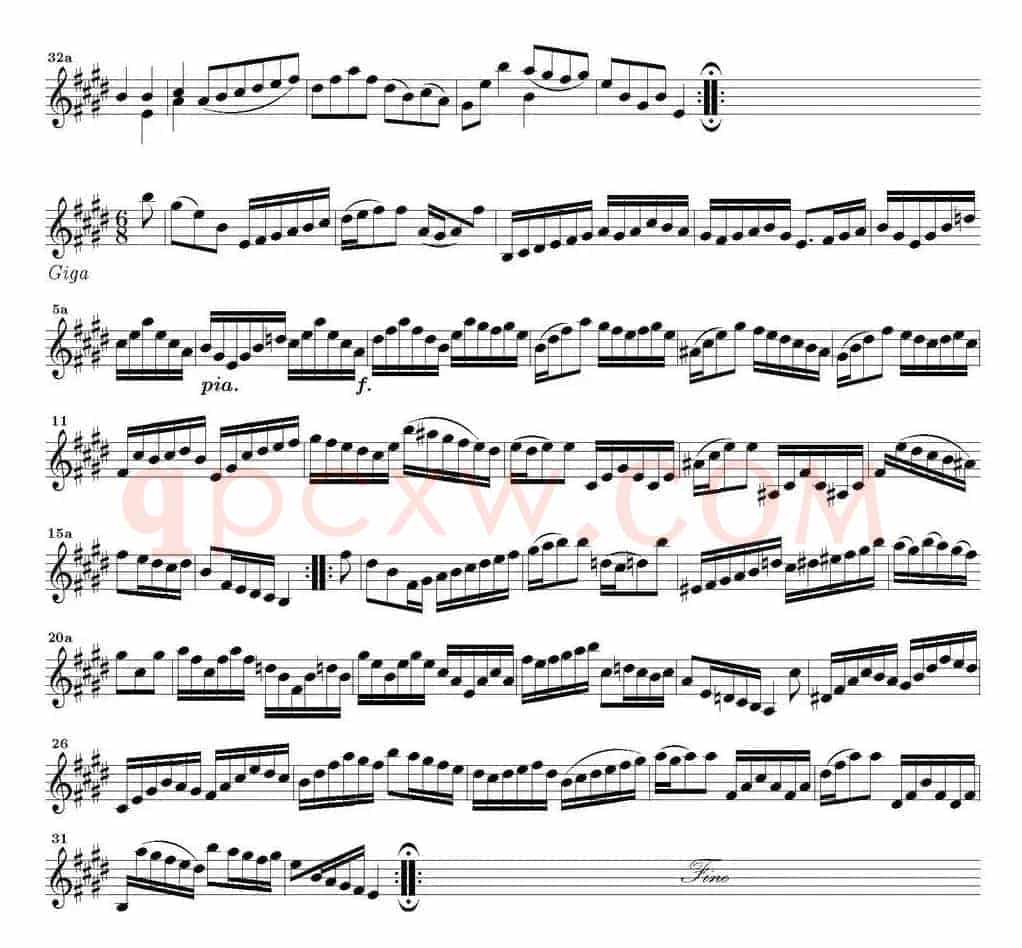 Bach Sonata BWV1006（无伴奏小提琴组曲）