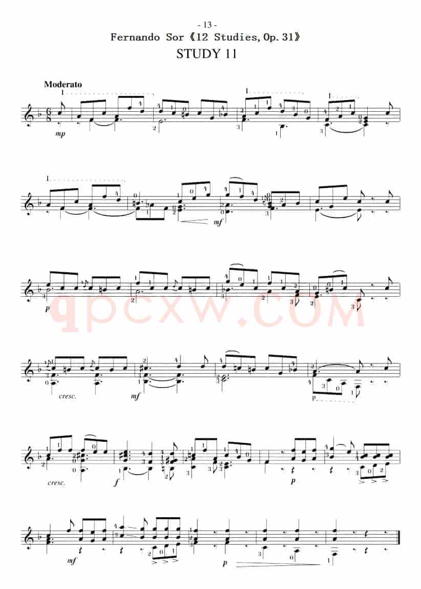 Fernando Sor《12 Studies,Op.31》（STUDY 11）