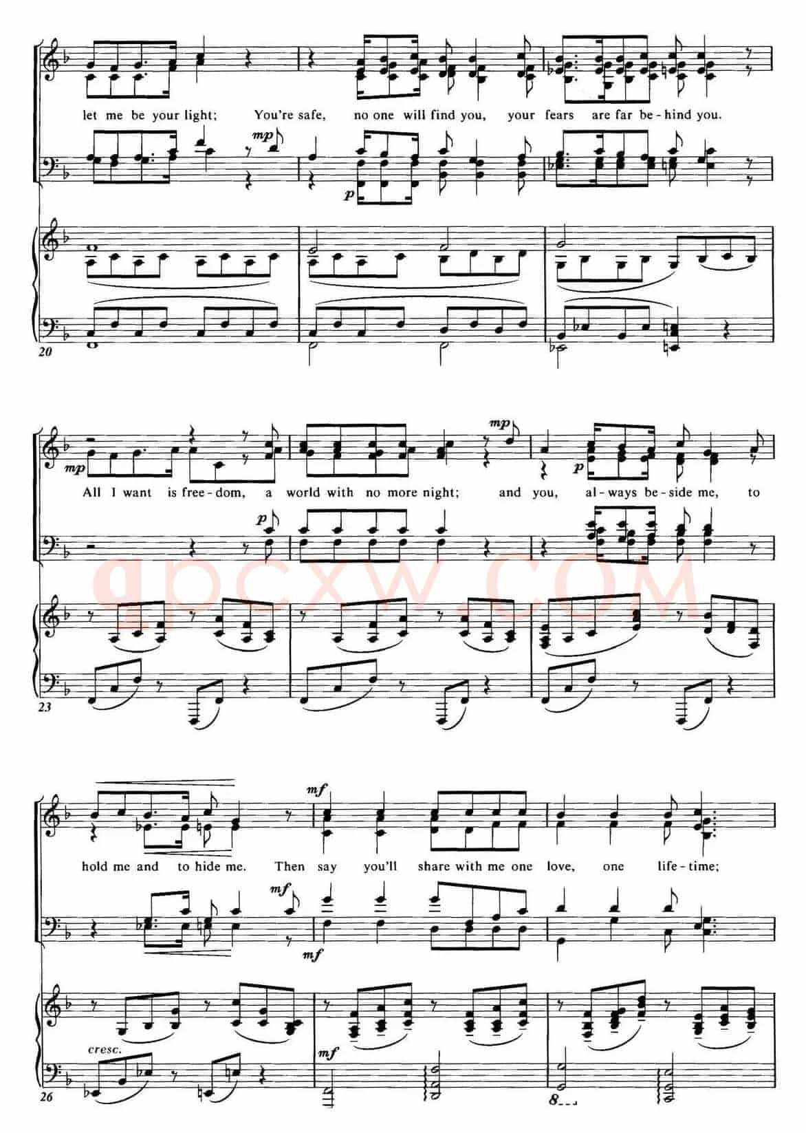 Choral Suite from The Phantom of the Opera（5 ALL I ASK OF YOU、四重奏）