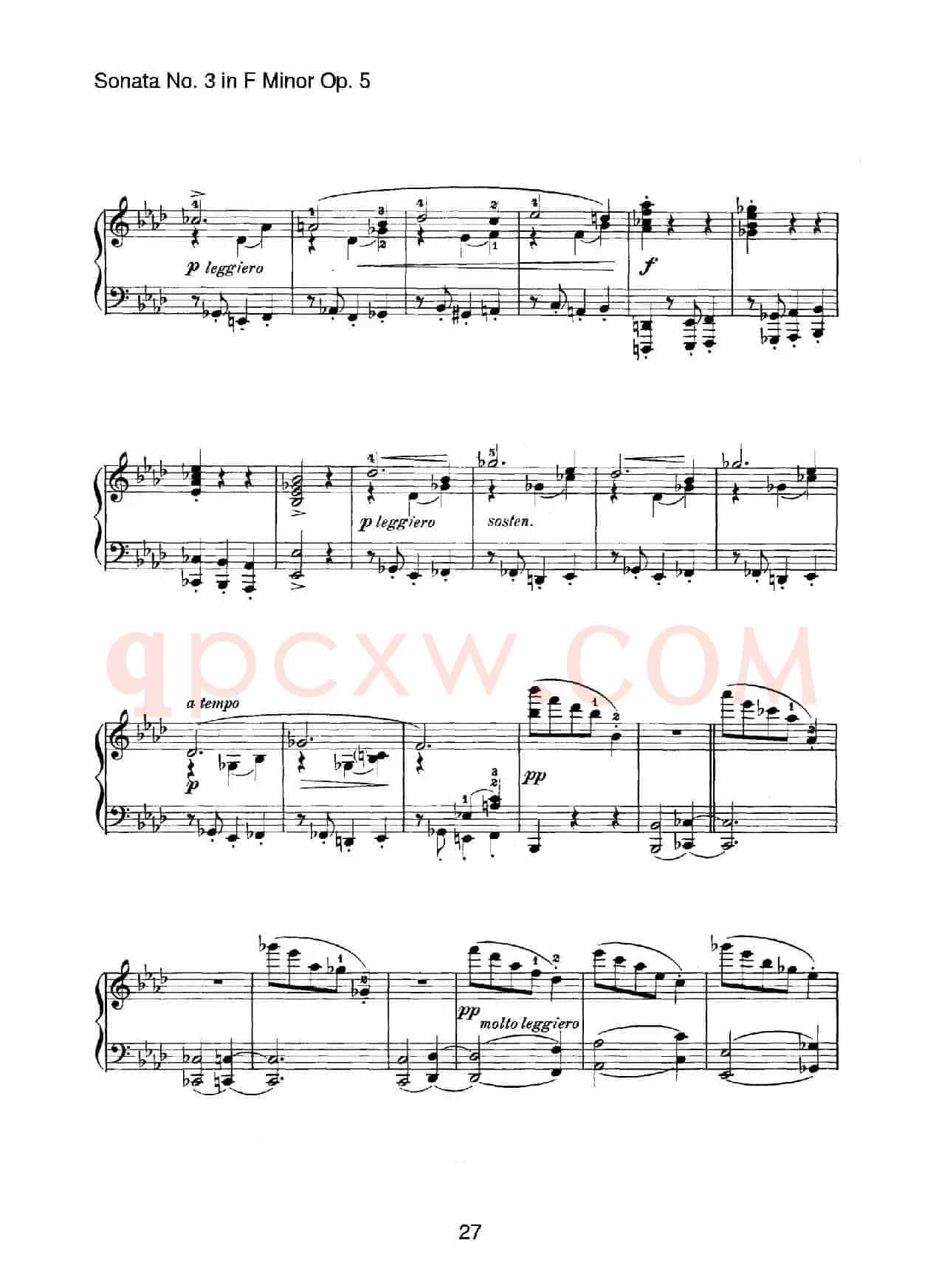 Piano Sonata No.3 in f Minor Op.5(f小调第三钢琴奏鸣曲)