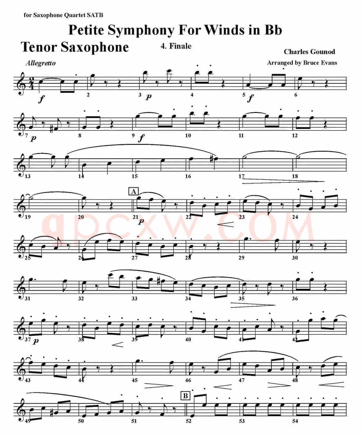 Petite Symphony For Winds in Bb（四重奏·次中音萨克斯分谱）