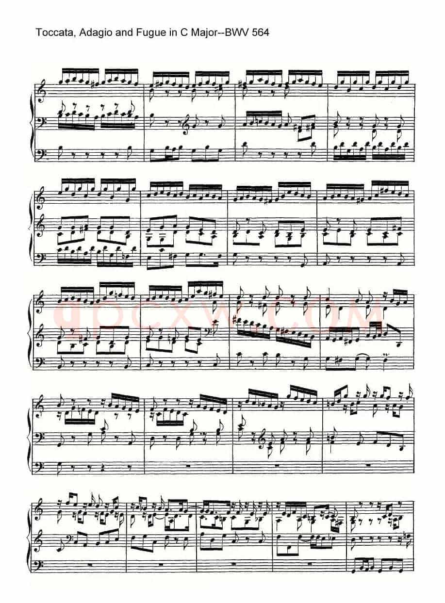 Toccata, Adagio and Fugue in C Major--BWV 564（管风琴谱）