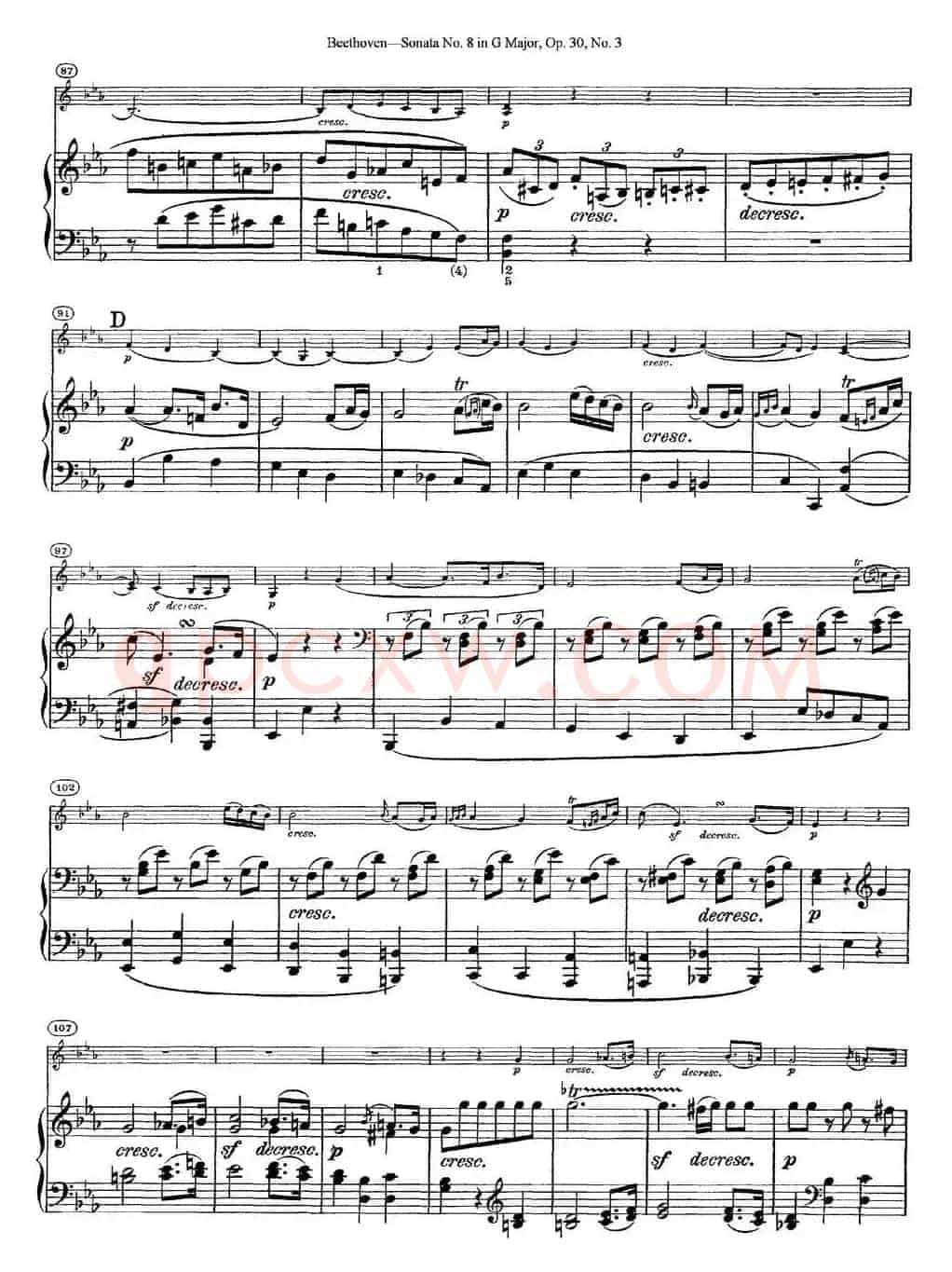 Violin Sonata No.8 in G Major Op.30 No.3（小提琴+钢琴伴奏）