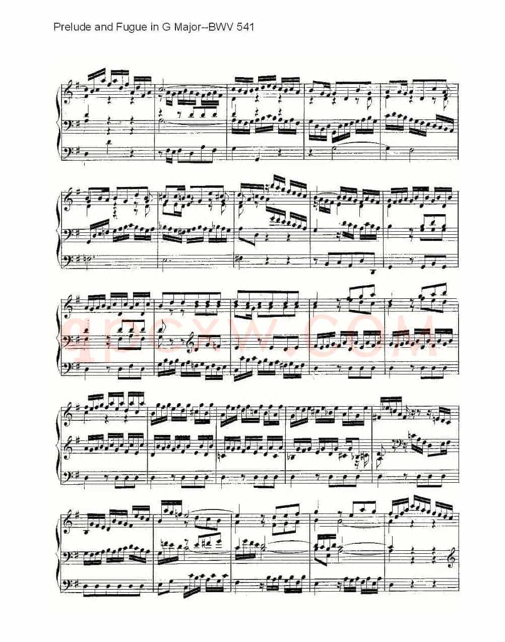 Prelude and Fugue in G Major--BWV 541 (管风琴谱)