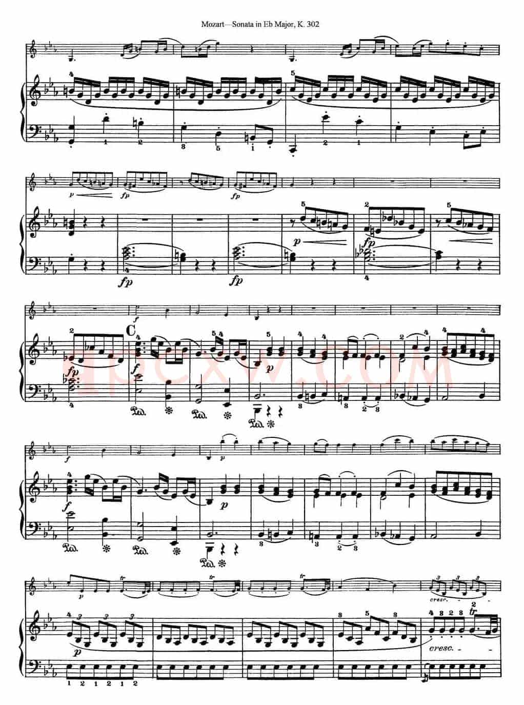 Violin Sonata in Eb Major K.302（小提琴+钢琴伴奏）
