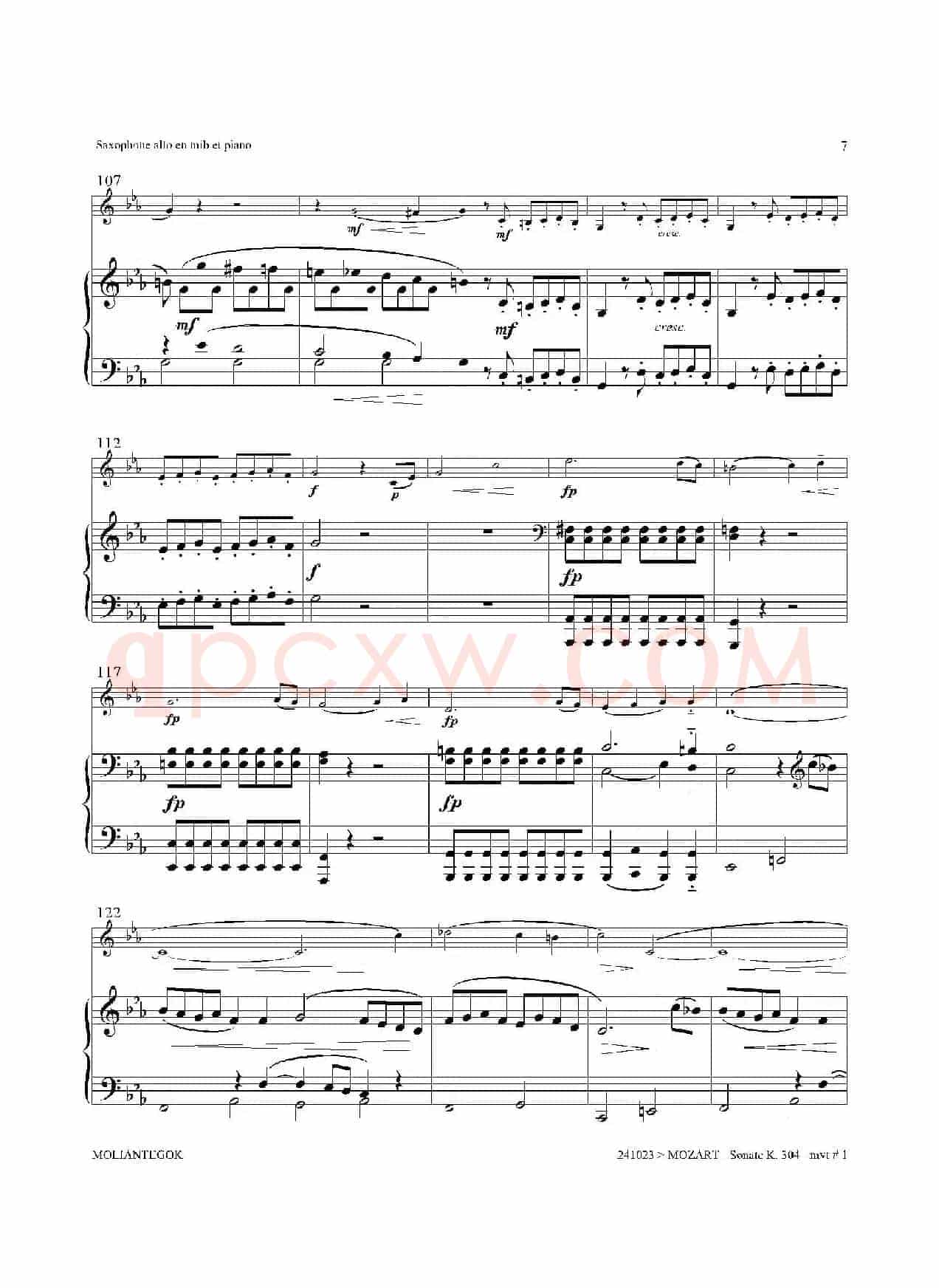 奏鸣曲 Op.304（中音萨克斯+钢琴伴奏）
