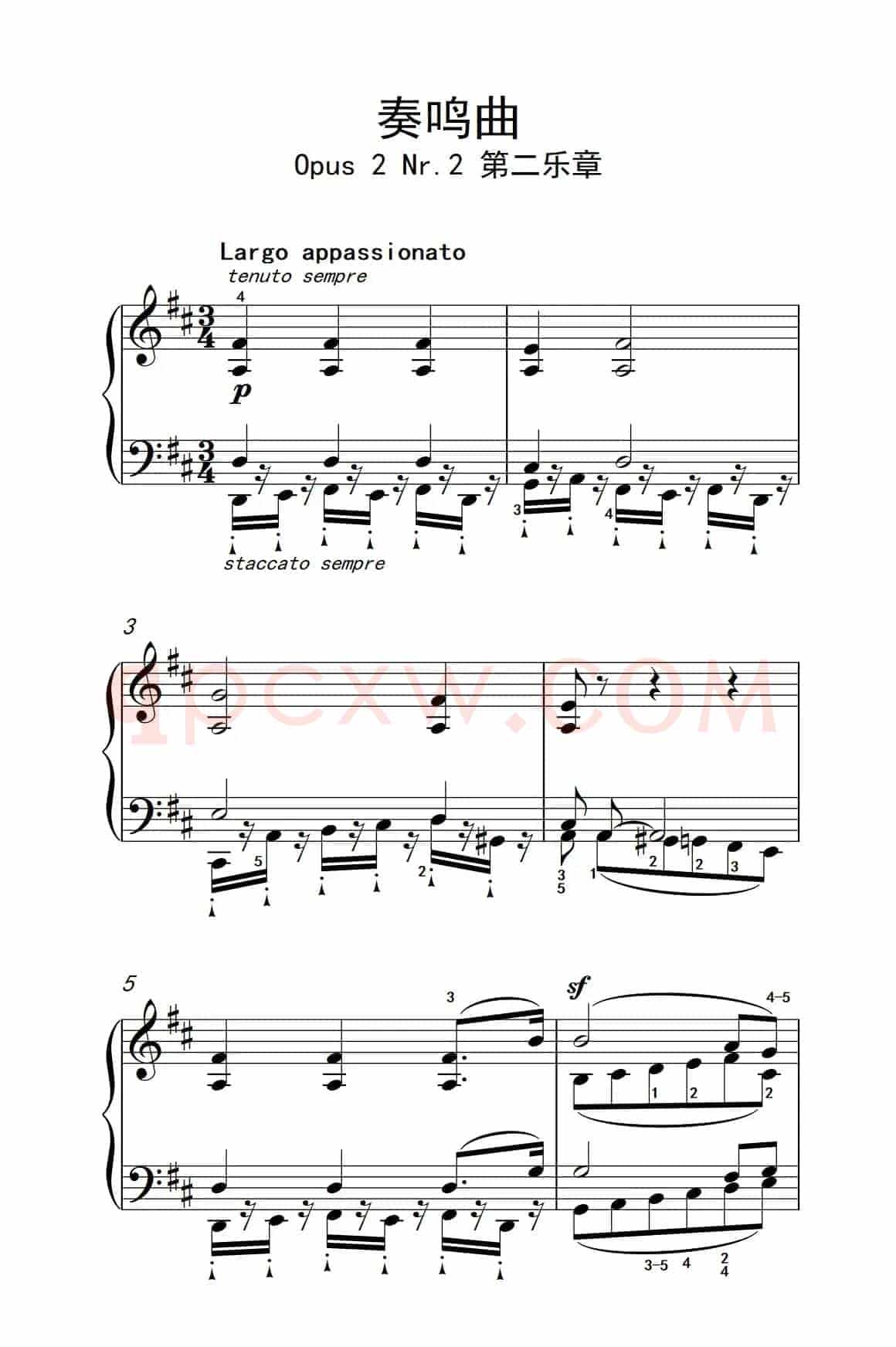 奏鸣曲 Opus 2 Nr.2 第二乐章（贝多芬奏鸣曲集 1）